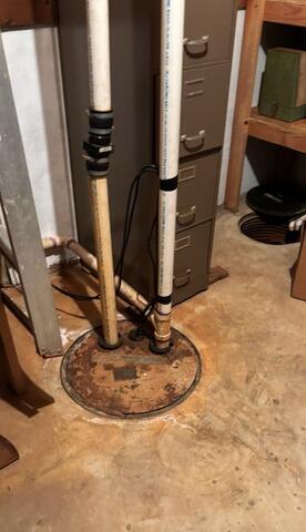 Basement Sump Pump Replacement in Greenfield, IN - Before Photo