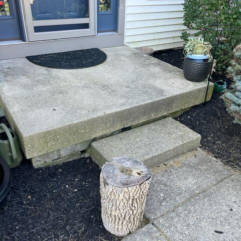 Front Walkway Concrete Leveling and Crack Repair in Fishers - Before Photo