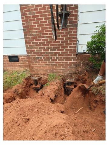 Foundation Stabilization with Push Piers in Winston-Salem, NC - Before Photo