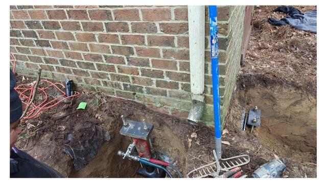 Helical Pier Installation Stabilizing Foundation in Raleigh, NC - Before Photo