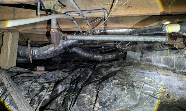 Crawl Space Encapsulation with Vapor Barrier, SilverGlo & SaniDry Sedona in Mt. Airy, NC - Before Photo