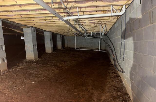 Fleetwood, NC Crawl Space Encapsulation with Vapor Barrier & SaniDry Dehumidifier Installation