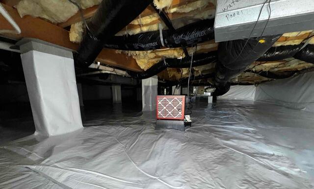 Crawl Space Moisture Control Upgrade with Vapor Barrier & SaniDry Sedona in Advance, NC - After Photo