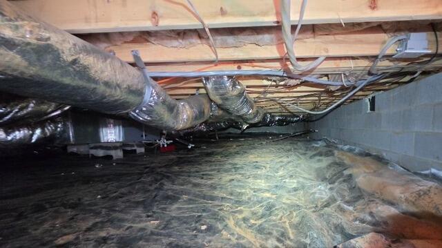 Damp Crawl Space Protected with a Vapor Barrier in Pittsboro, NC - Before Photo