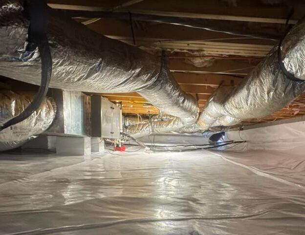 Damp Crawl Space Protected with a Vapor Barrier in Pittsboro, NC - After Photo
