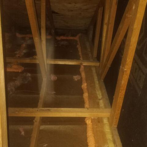 Attic insulation work in Papineauville, QC with TruSoft cellulose - Before Photo