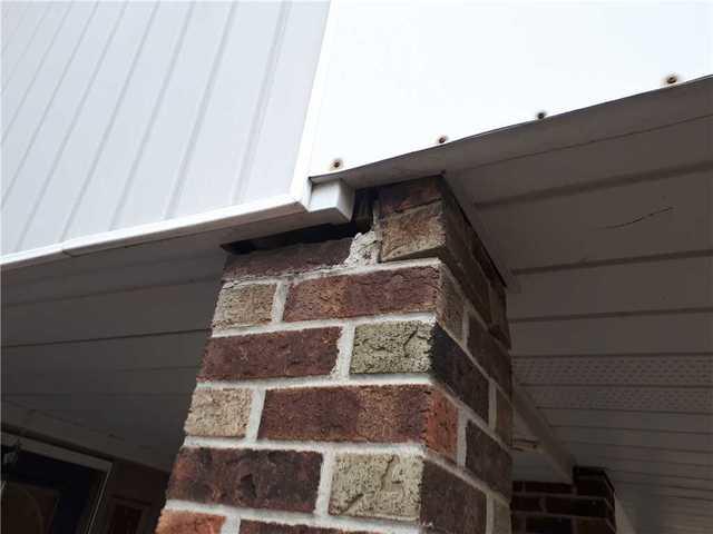 Sinking Porch & Structural Pillar Stabilization in Mississauga, Ontario - Before Photo