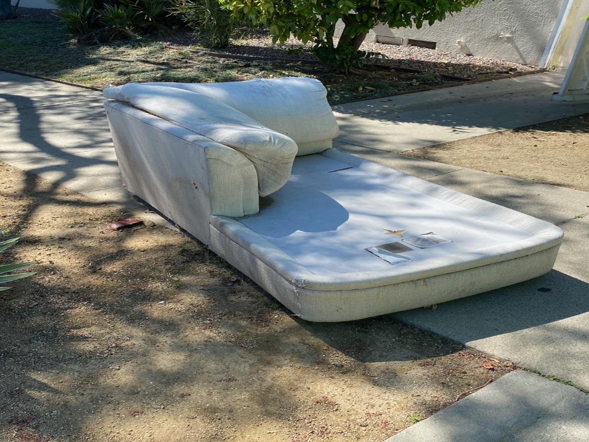 The Junkluggers of West LA Before & After Photo Set Curbside Couch