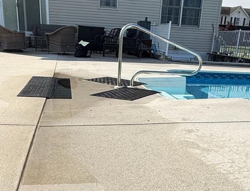 Pool Deck Settlement in New Oxford - Before Photo
