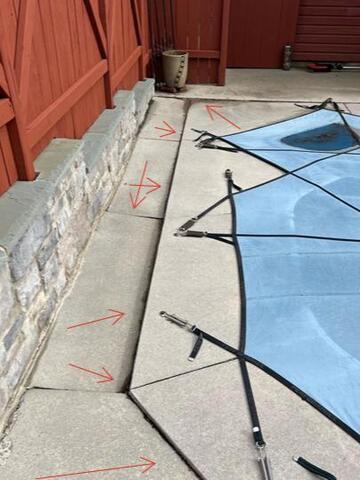 Pool Deck Settlement in Newville - Before Photo