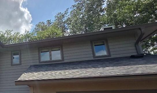 Gutter re-slope and new downspout - Before Photo
