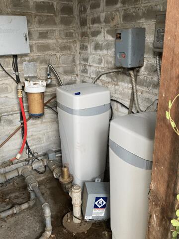 Old country well with worn out softener