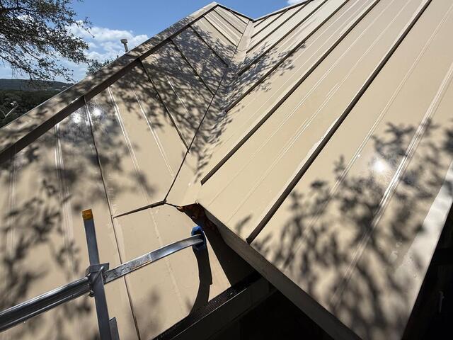 Dirty Algae Covered Metal Roof Cleaning in Leander, TX