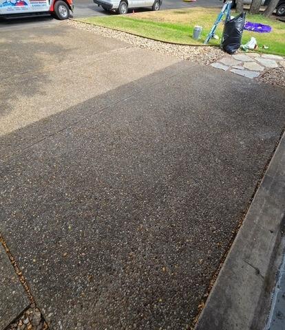 Deep Clean Exposed Pebble Concrete in Round Rock, TX - Before Photo