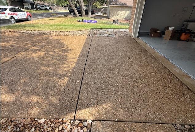 Deep Clean Exposed Pebble Concrete in Round Rock, TX - After Photo