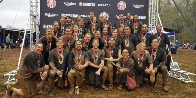 This picture shows the Dry Pro team after they completed the Spartan Race.