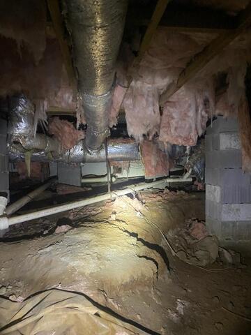 Pipes are exposed to air circulating in the crawl space.