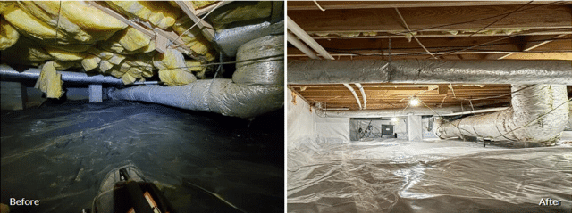 Before and After of a Crawl Space