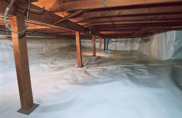 A crawlspace after cleanspace upgrades