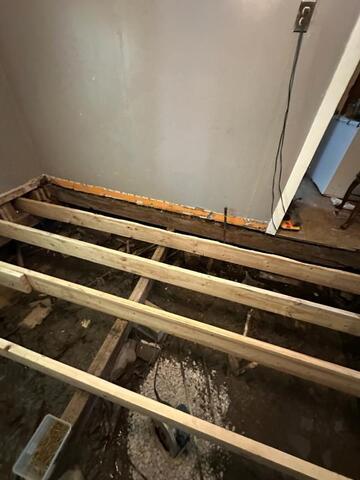 New floor joists installed during crawl space repair and floor stabilization in Indianola MS.