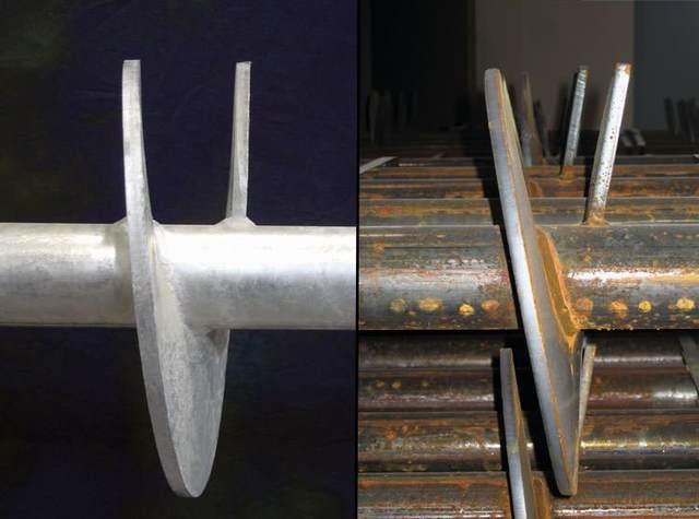 Left:Our helical pier  Right: lower-grade model 