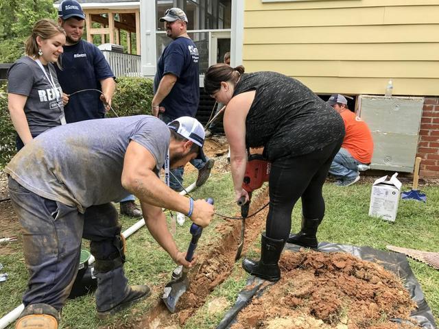 Appointment Center Representative Lindsay gets digging with the production crew.