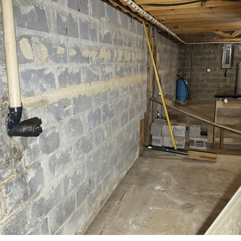 basement in need of waterproofing and foundation repair