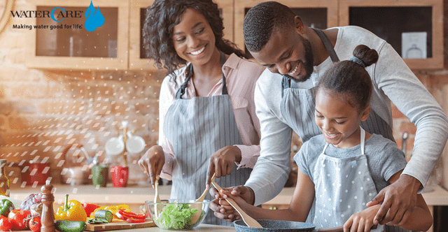 Family cooking together