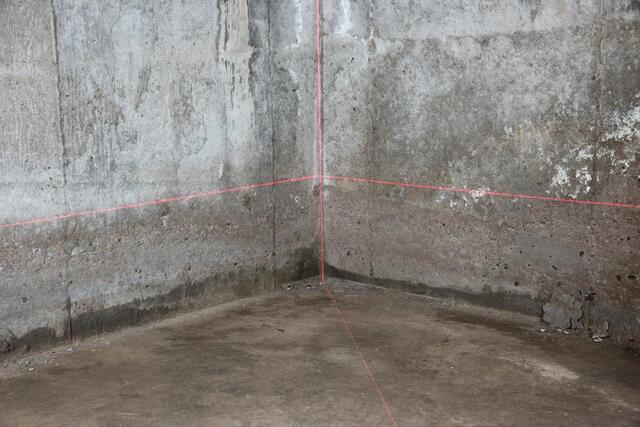 laser level on wall