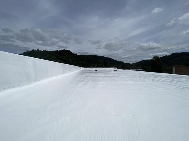 Silicone Flat Roof Coating Case Study - Drain, Oregon