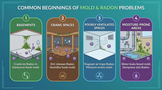 Common Beginnings of Mold & Radon