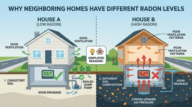 Why Neighboring Homes have Diff. Radon Levels