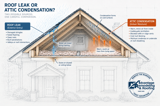 Roof Leak or Attic Condensation? How Allen Homeowners Can Compare the Evidence - Image 1