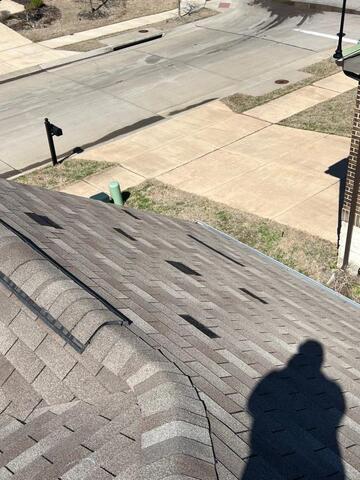 DFW emergency exterior restoration roof inspection showing asphalt shingles checked for storm damage and stabilization needs