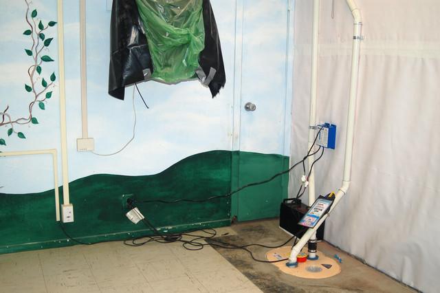 Inside this classroom in Jenkins Hall, Basement Systems of West Virginia installed a CleanSpace vapor barrier, a WaterGuard drainage system in the floor and a TripleSafe sump pump system to pump any water away. A total of eight pumps were installed, and all exterior walls were waterproofed by Basement Systems of West Virginia.