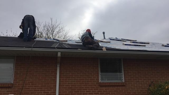 Underlayment installed and shingles going on the roof.