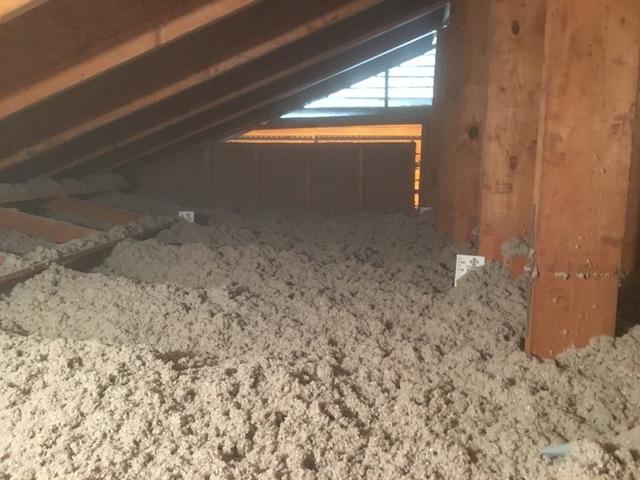 TruSoft cellulose insulation is blown into the attic to an R value of 60.