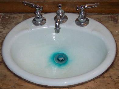 Customer sink with blue staining