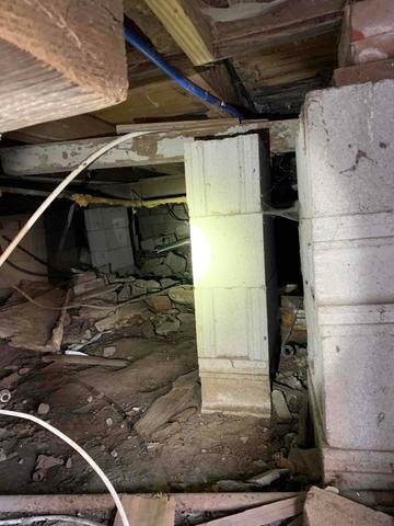 Failing support in a crawl space