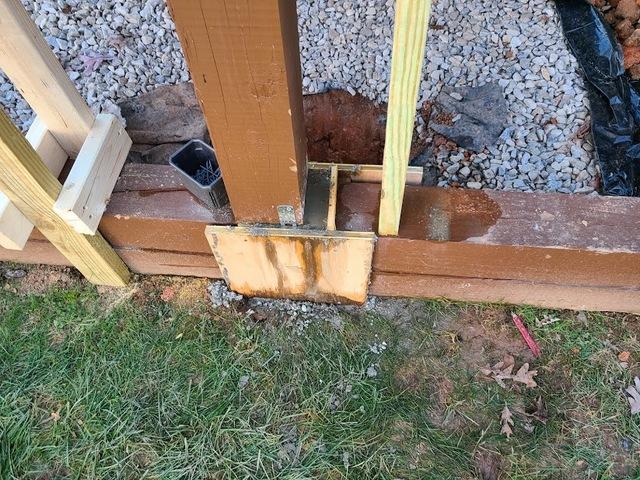 The framing for the concrete base while the concrete dried.