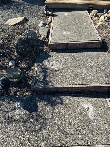 Progress image showing the strategically drilled holes to allow for the PolyLevel injection.