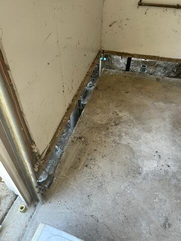 Progress image showing an area of the foundation that needed to be removed and replaced.