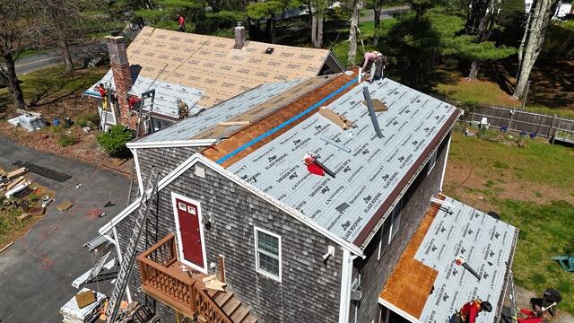 Here, we're applying the high-quality SealoronXT Ice & Water Shield along the edges, with VeloraOne Roof Underlayment covering the entire deck. These layers, combined with the SealoronXT Deck Tape, create a powerful defense system against water leaks, ensuring the roof stays dry and sturdy for years to come.