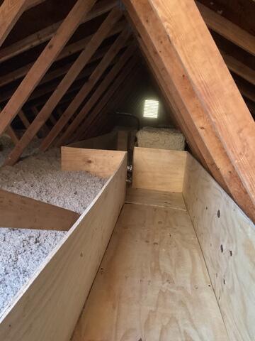 Lastly, this photo shows the newly insulated attic in Brenden and Hope's home. An upgrade that made a huge difference. With proper insulation professionally installed, their home stays warmer in the winter and cooler in the summer. It's a major improvement that's easy to overlook as a new homeowner, but one that truly transforms how a house feels year-round.