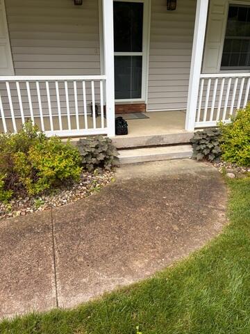 The step has begun sinking causing a gap to form