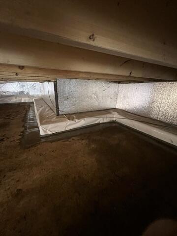 The installation of our patented systems will assist in keeping this crawl space dry all the time.