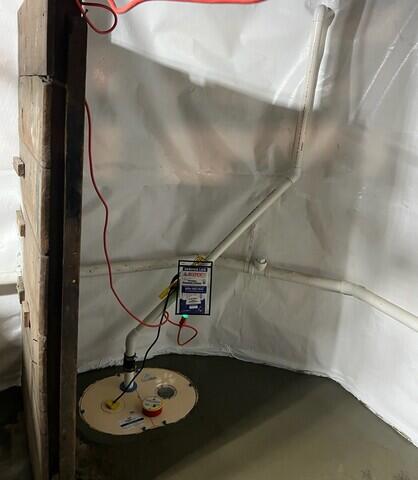 The SuperSump Plus sump pump sends all of the collected water out of the basement through the discharge line.