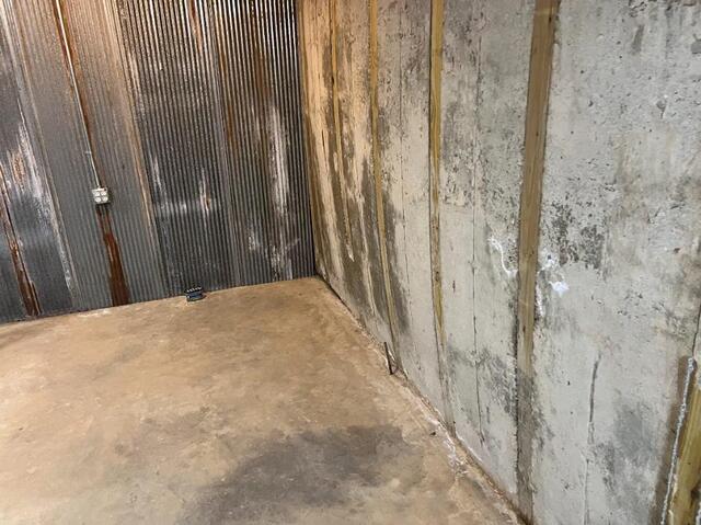 This angle allows you to see just how far the hydrostatic pressure has caused this wall to bulge. It makes sense that this is the same wall the homeowner was seeing most of the leaks from.