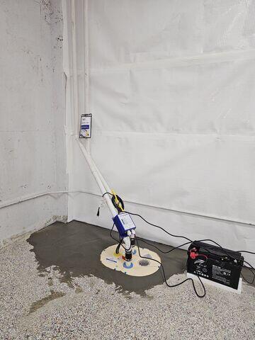 TripleSafe™ Sump Pump removes the water from the lunchroom through the discharge lines.