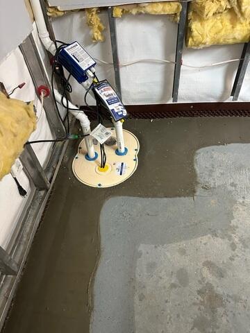 We installed our TripleSafe Sump Pump for dependable, triple-layered water removal protection, featuring a primary pump, backup pump, and battery backup to keep the basement dry even during power outages or heavy storms.